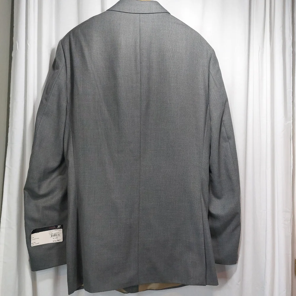 J.Ferrari Modern‎ Fit Men’s Blazer Suit Jacket Gray Sharkskin Sz 42L NWT